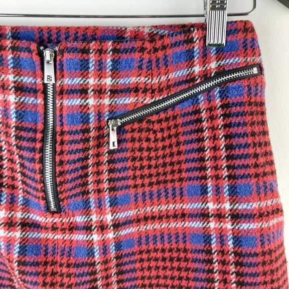 Simons Twik Wool Blend Plaid Double Zip Mini Skirt - Picture 3 of 5